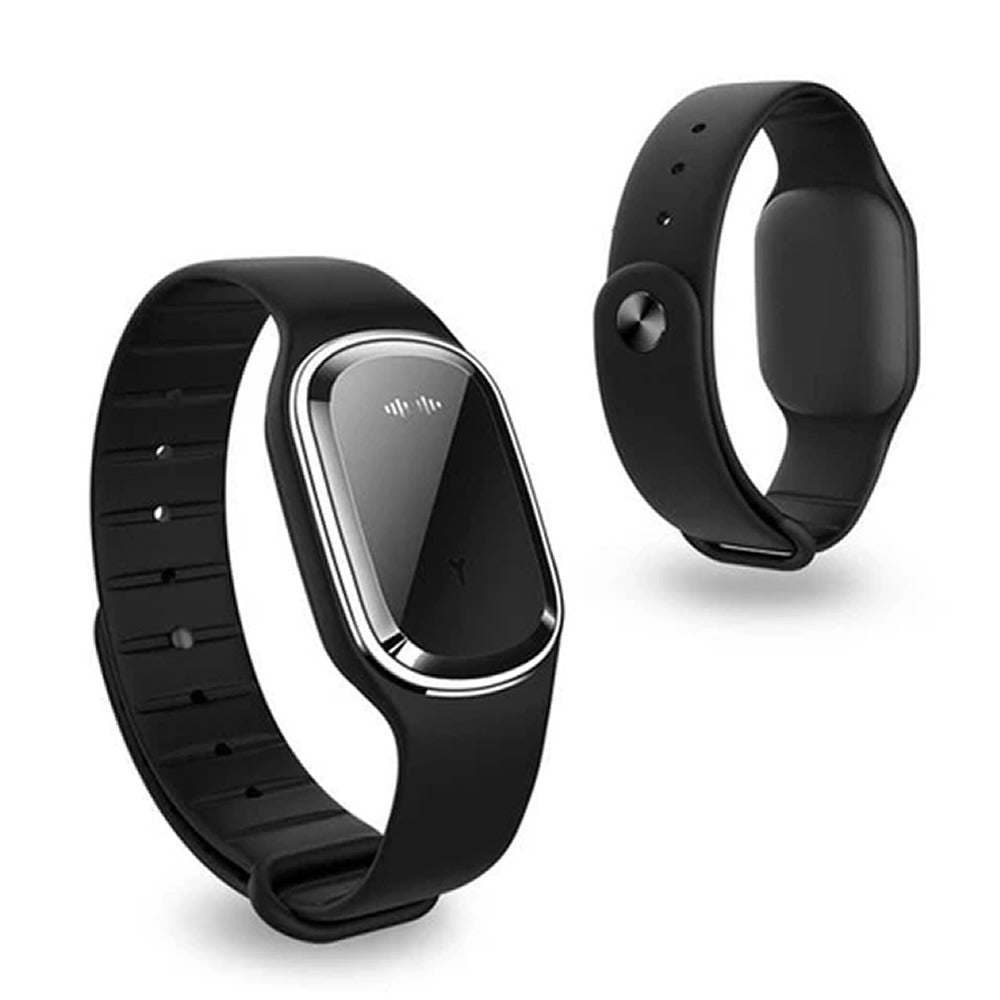 Mosquito repellent watch band pair: black strap with oval module, plus second black band