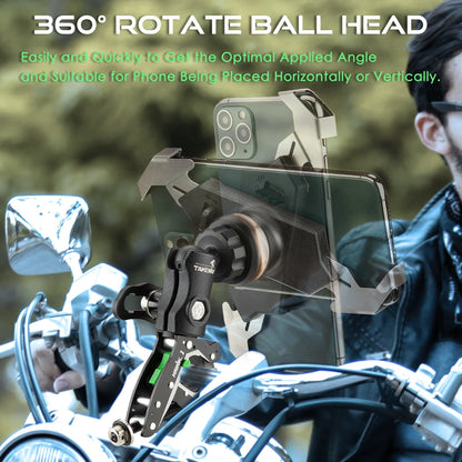 360-degree rotating ball-head phone mount with clear screen clamp cradle