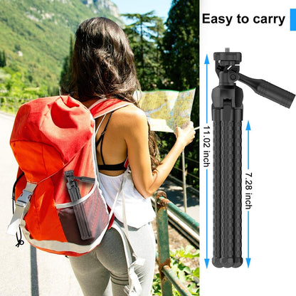 Black adjustable tripod with extended flexible legs and carry handle grip