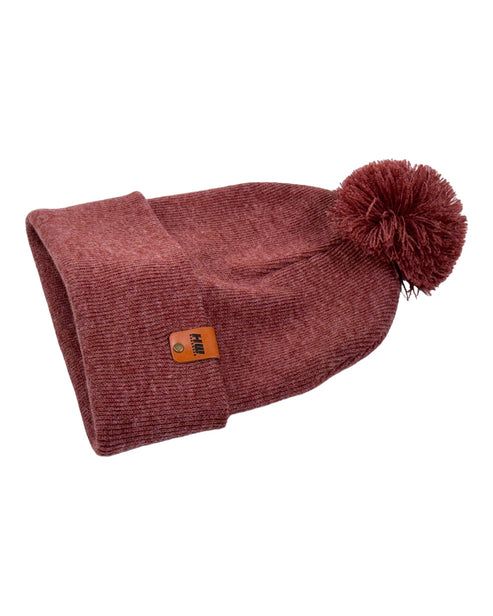 HAAKWEAR Pom Pom Beanie - Made in USA - Rusty Burgundy