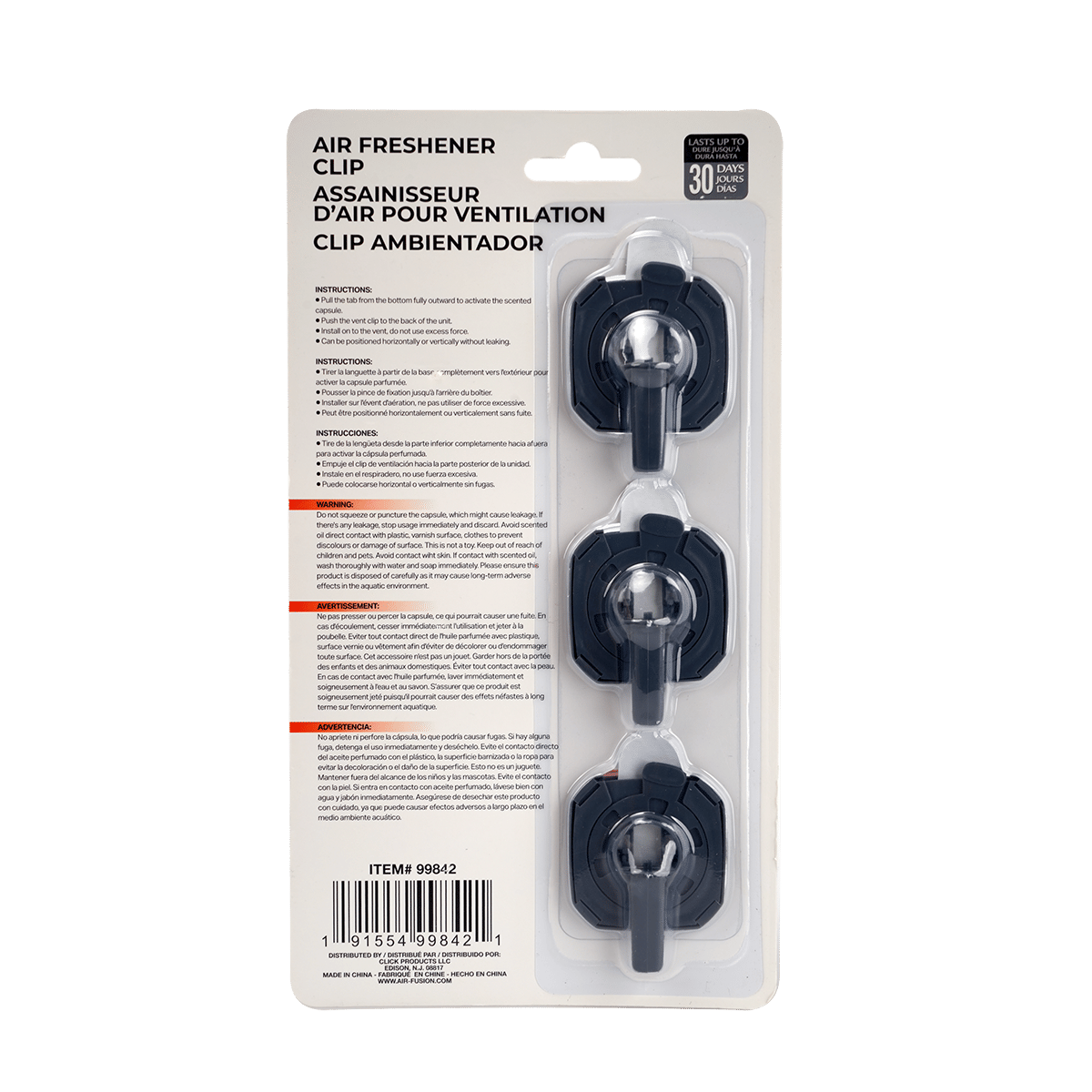 3 Pack Car Air Fresheners - Long Lasting Vent Clips For Men & Women, 3 Pack Up To 90 Days Fits All Car Refresher Odor Eliminator, New Car Scent Variety Pack