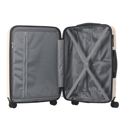 Luggage Sets ABS Hardshell 3pcs Luggage, Lightweight Durable Suitcase sets Spinner Wheels Suitcase with TSA Lock 20''24''28'' Available(Beige)