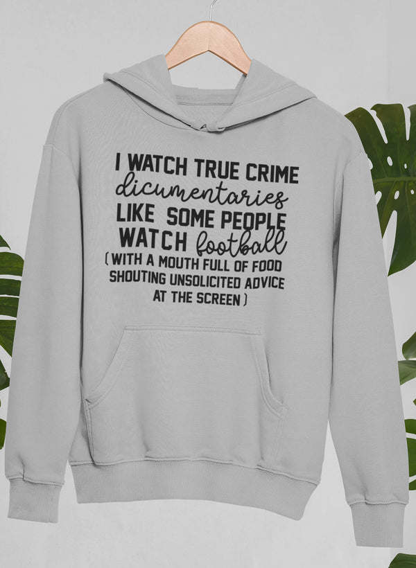 Heather gray hoodie featuring a drawstring hood, front pocket, and bold quote graphic