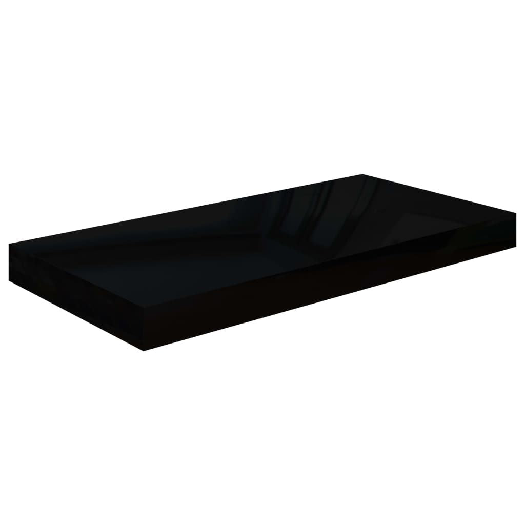 Wall Shelf Set of 2 High gloss black Honeycomb MDF, metal