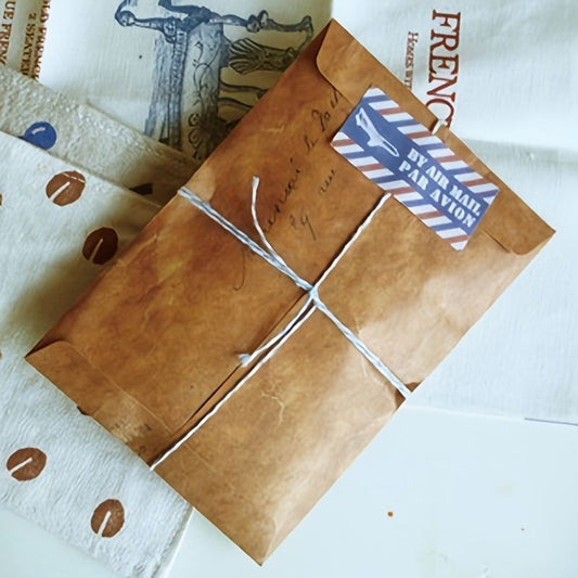 Kraft paper envelope set, retro distressed brown postcards, tied bundle of 20
