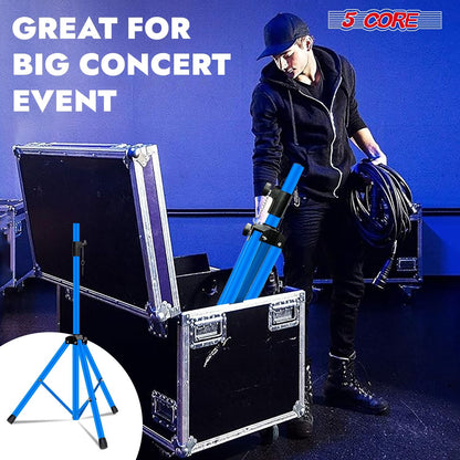 5 Core Speaker Stand Tripod Floor Tall Adjustable Up to 72 Inch DJ Studio Monitor Stands Pole Mount - SS ECO 1PK WOB