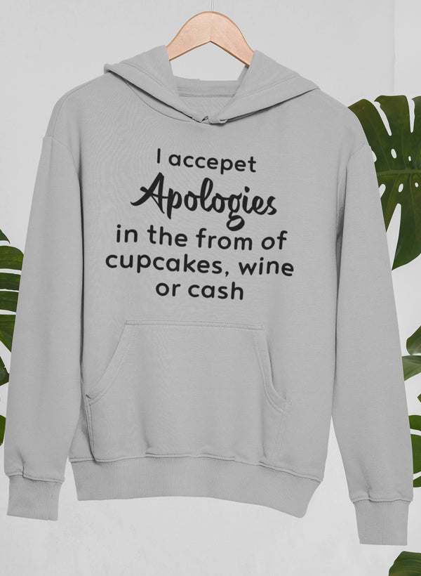 Athletic heather hoodie with hood and kangaroo pocket, front quote print