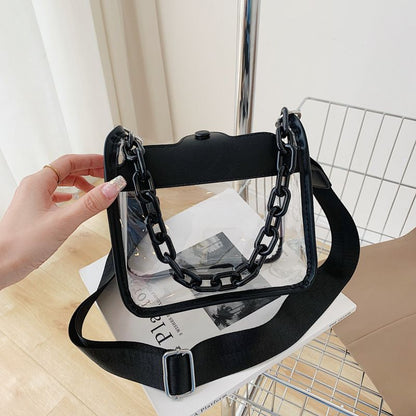 2023 Summer Women Clear Transparent Crossbody Bag Female Jelly Handbags and Purses Acrylic Chain Square Shoulder Bag Bolsos