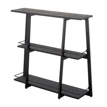 Converge Industrial Bookcase in Black Steel and Black Bamboo by