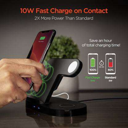 HyperGear 3-in-1 Wireless Charging Dock Black