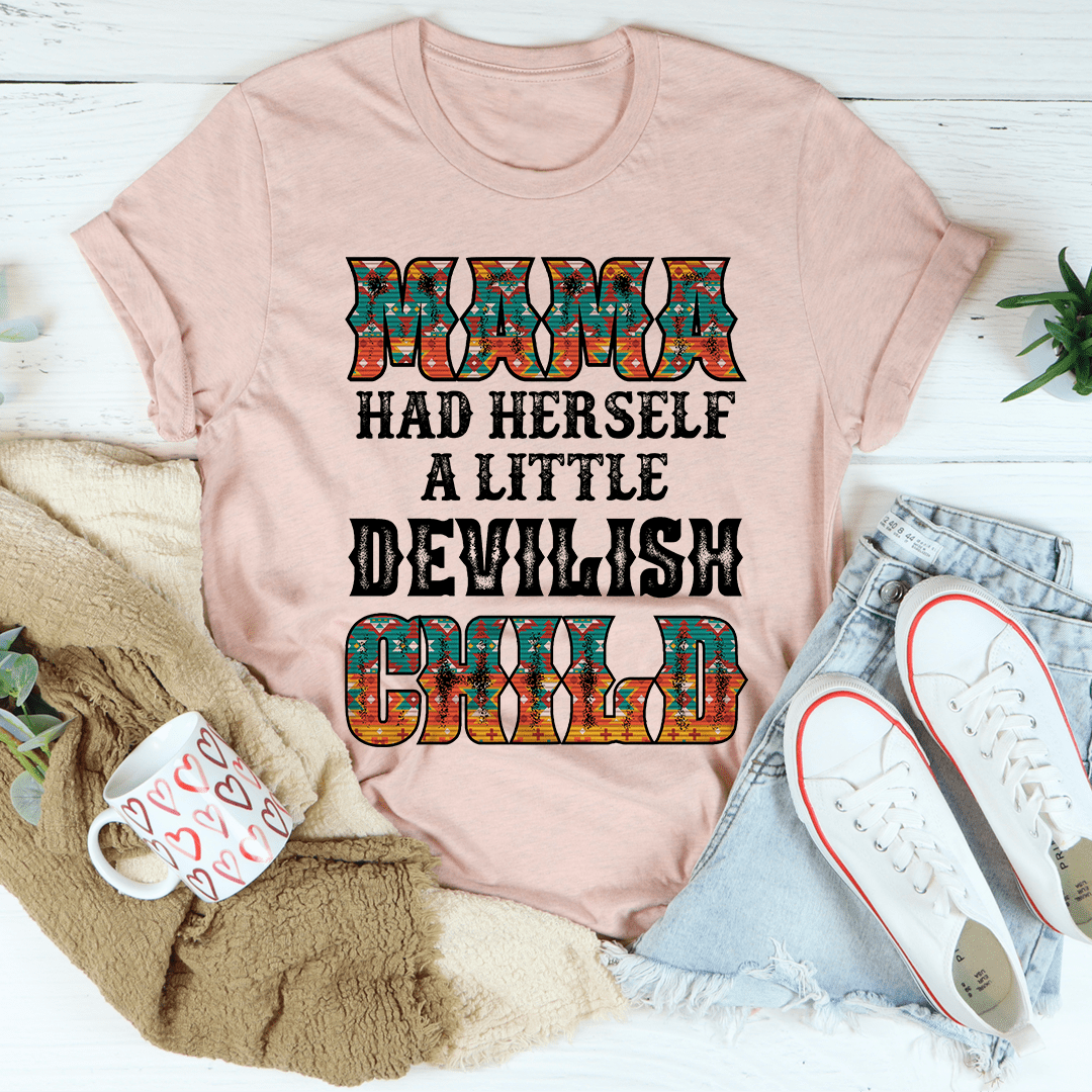 Mauve crew-neck graphic T-shirt with colorful patterned typography front print