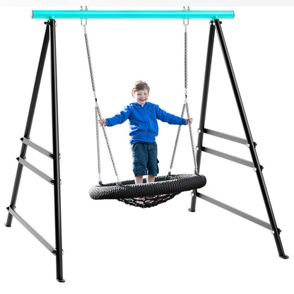Metal Swing Stand Swing Sets for Backyard,Powder Coated Swing Frame of Swing Set with Extra Side Bars,880 Lbs Heavy-Duty A-Frame Outdoor Swing Fits Swing Chair,Porch Swing