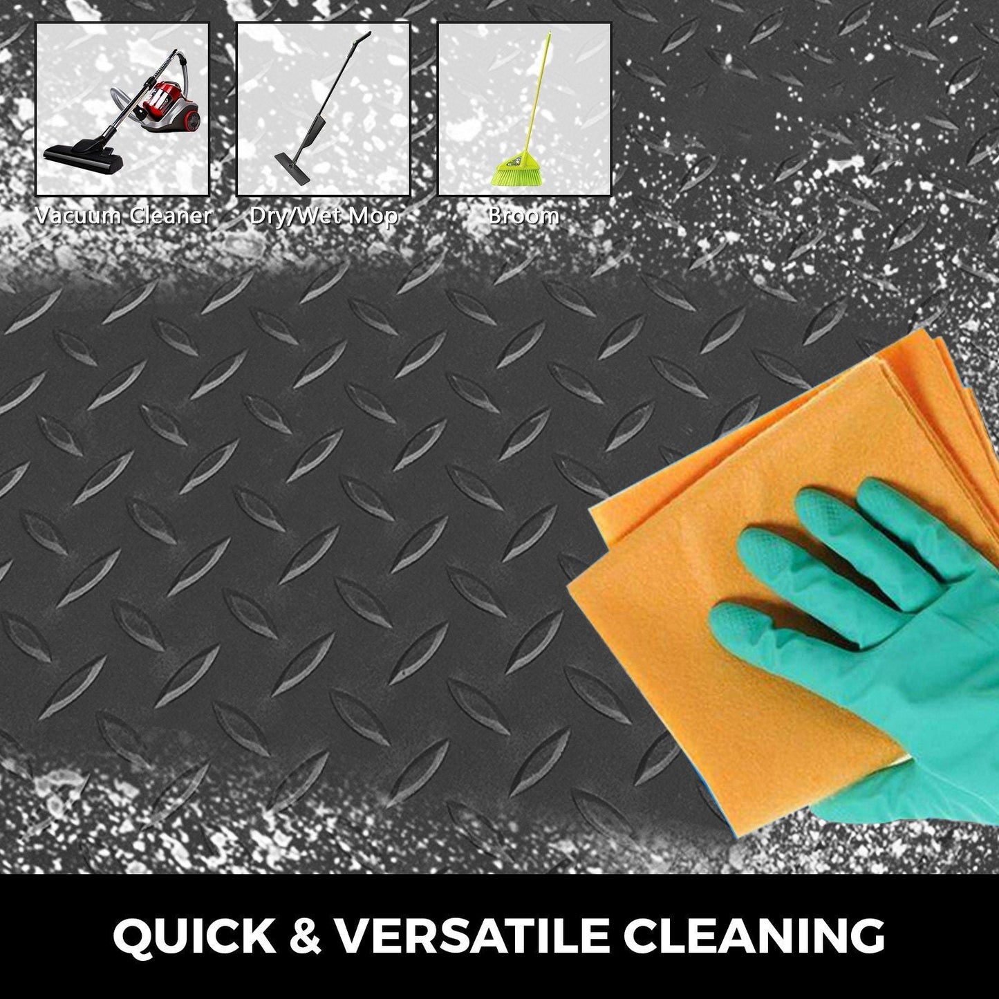 VEVOR Garage Floor Mats 2 Rolls 17 x 3.6 Ft Garage Mat 2.5mm Thickness Black Garage Flooring PVC Garage Mats for Under Car