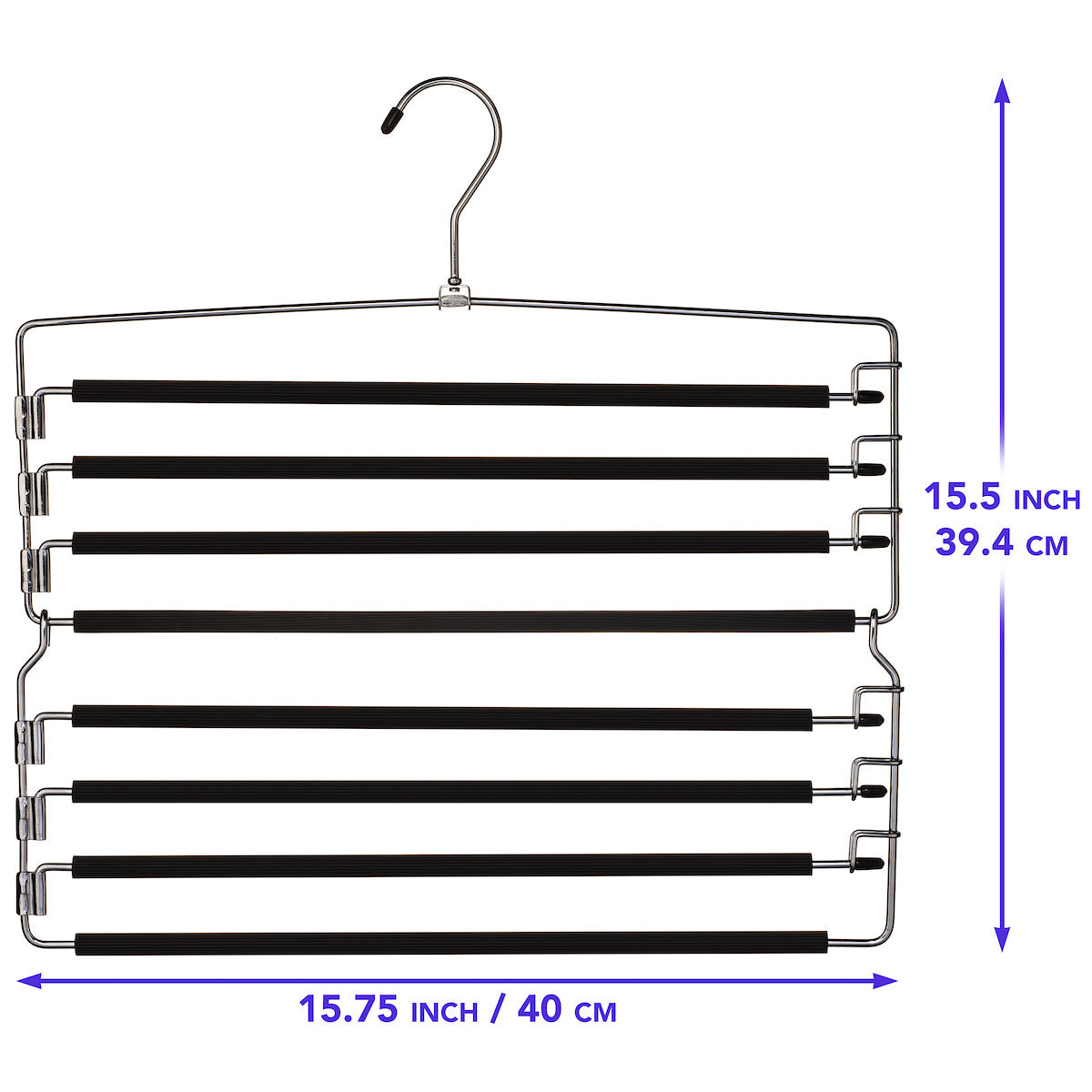 Metal Hanger Space Saving for Closet Organization | Heavy Duty Foam Padding, Non-Slip & Removable Trouser Bar for Convenient Functionality