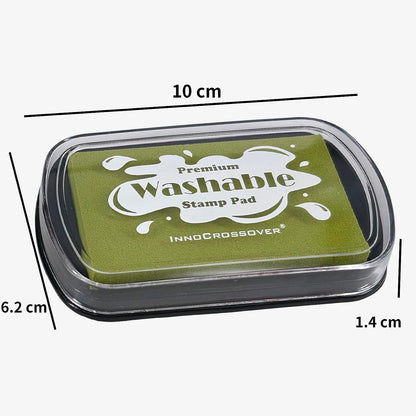 Green washable ink stamp pad in a clear-lid black plastic case