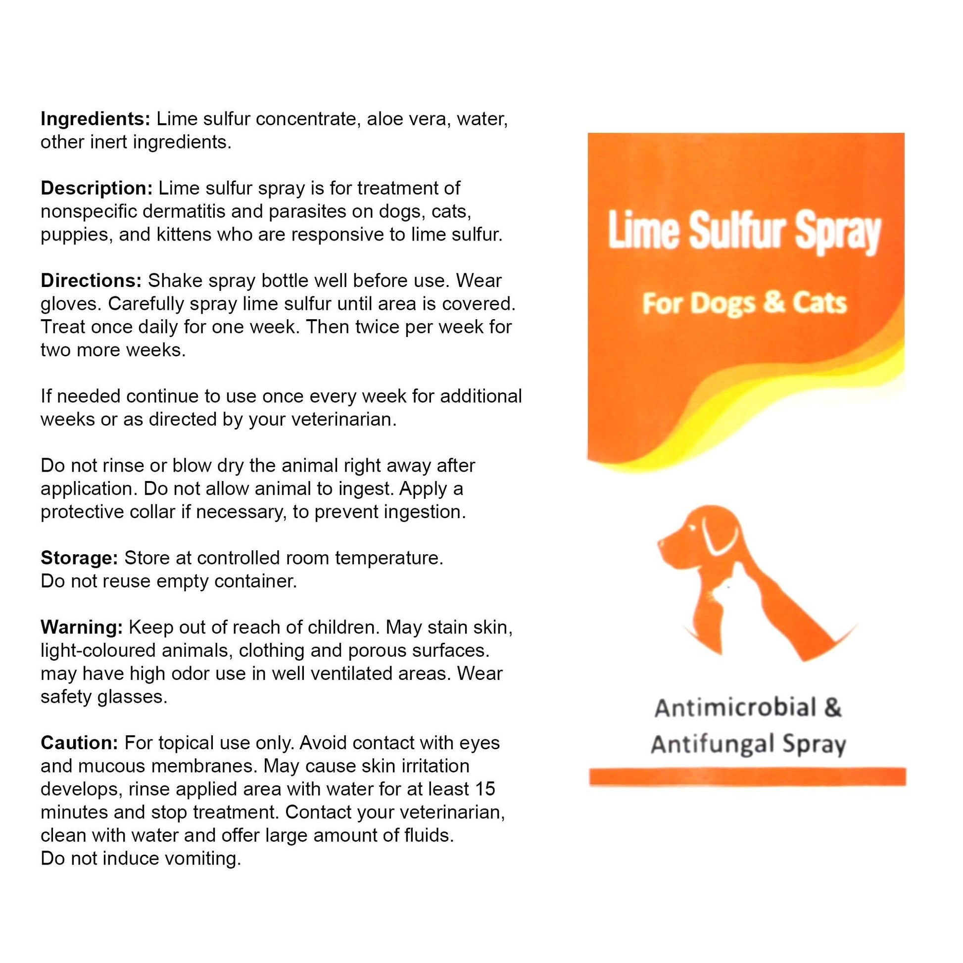 Lime sulfur spray label information panel with ingredients and directions text