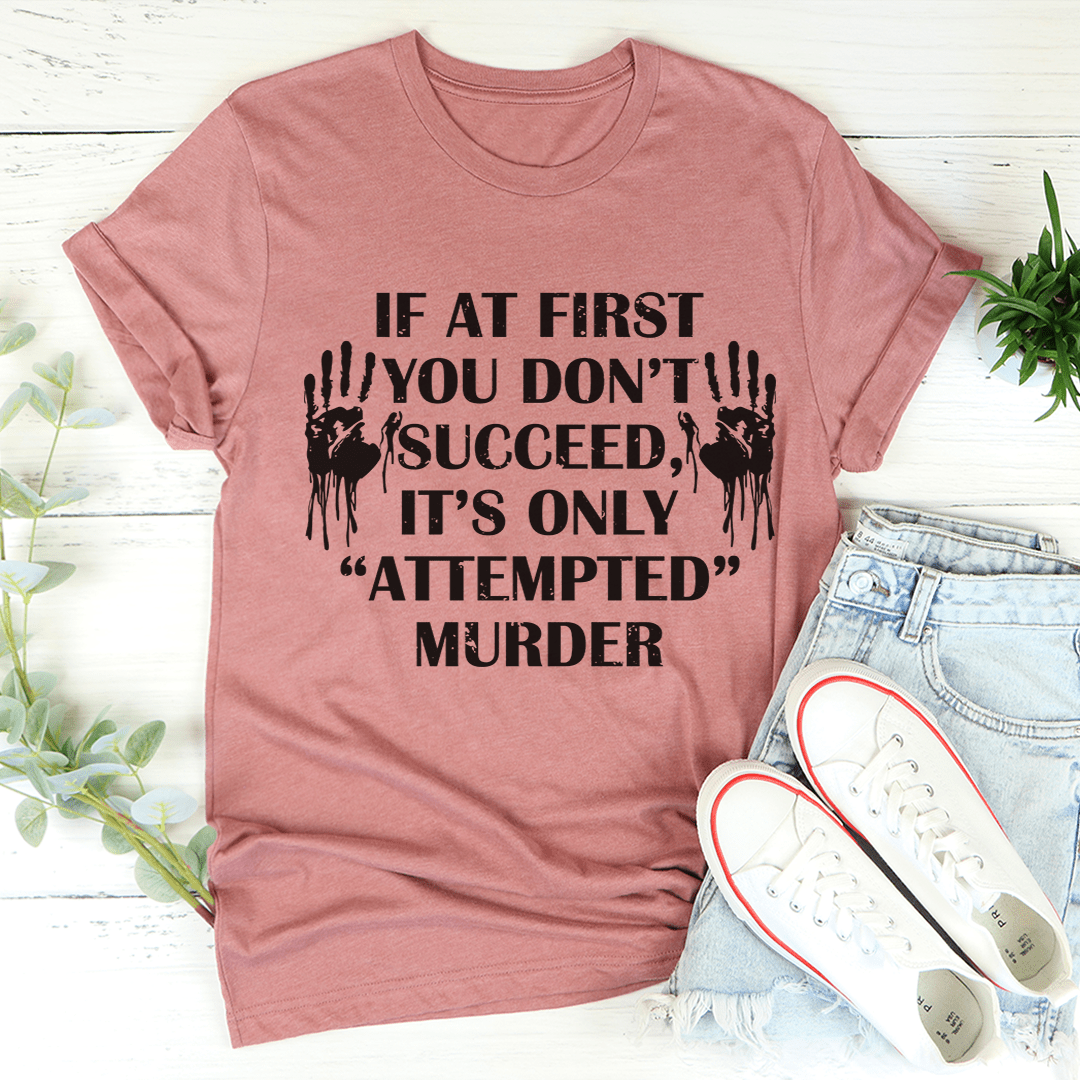 Mauve crewneck T-shirt with black motivational quote graphic