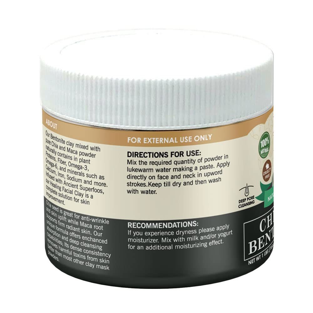 Bentonite clay face mask powder jar with white lid