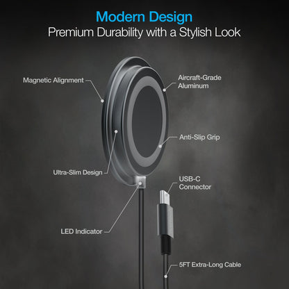 Naztech Alloy Magnetic 15W Wireless Fast Charger
