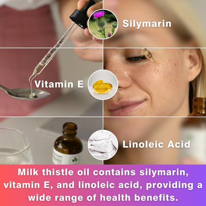 CO2 Extracted Milk Thistle Seed Oil 100% Potent Liver Support Milk Thistle Oil Rich in Silymarin Zinc Omegas Tocopherols Pure Milk Thistle Drops 2 Fl Oz