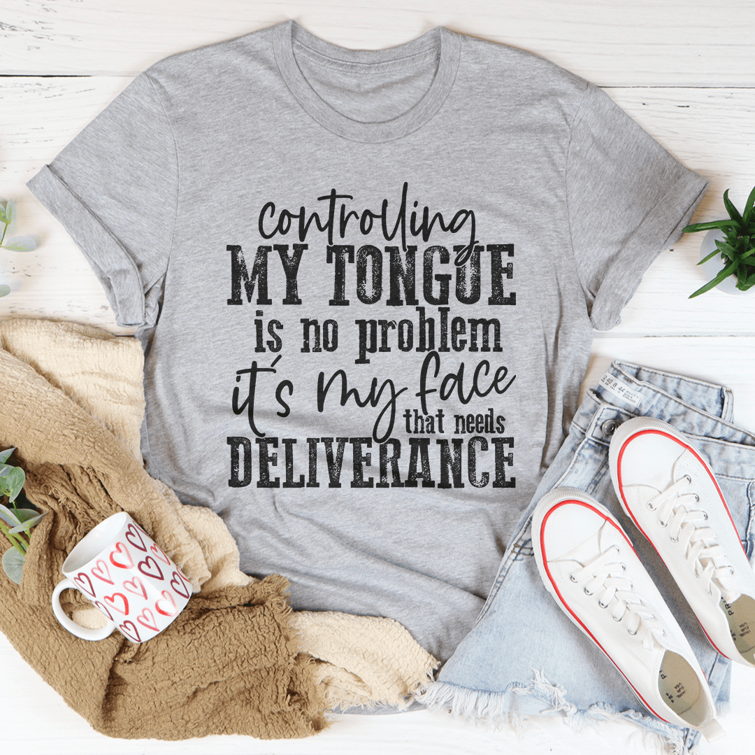 Gray heather crewneck T-shirt featuring bold quote graphic text on the front
