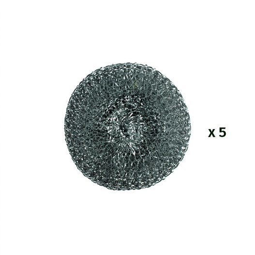 Stainless steel scrubber pad, circular mesh disc; pack of 5