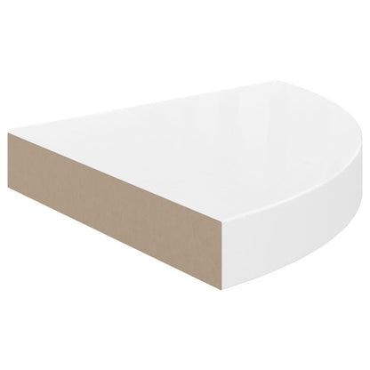 Corner Shelf Set of 2 High gloss white Honeycomb MDF, metal