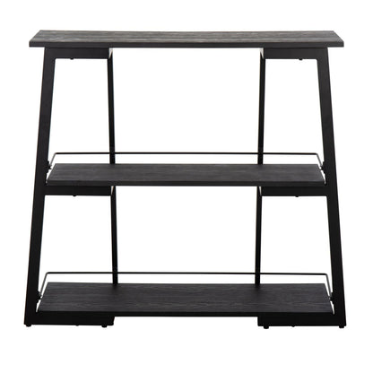 Converge Industrial Bookcase in Black Steel and Black Bamboo by