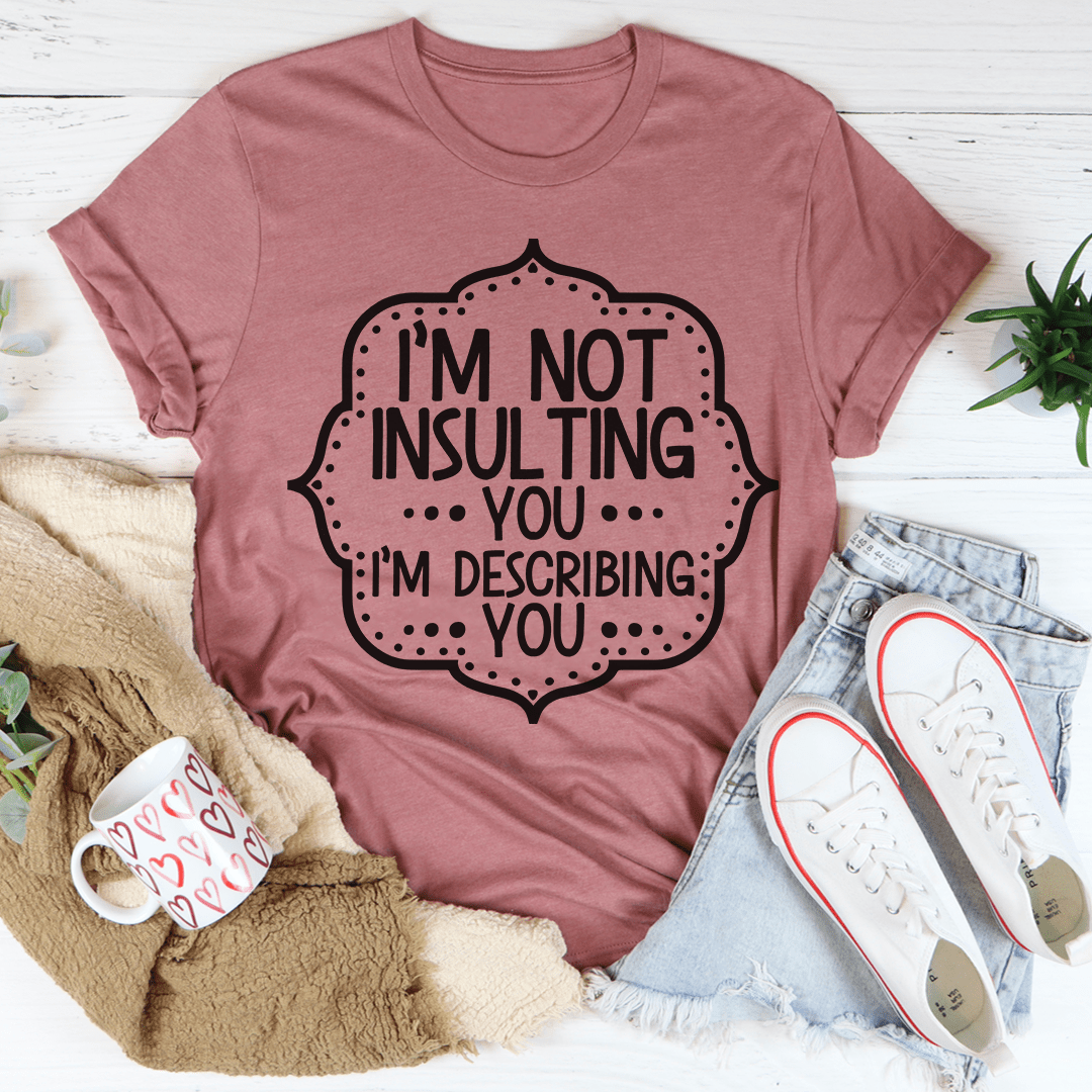 Rose crewneck T-shirt with bold black quote badge graphic