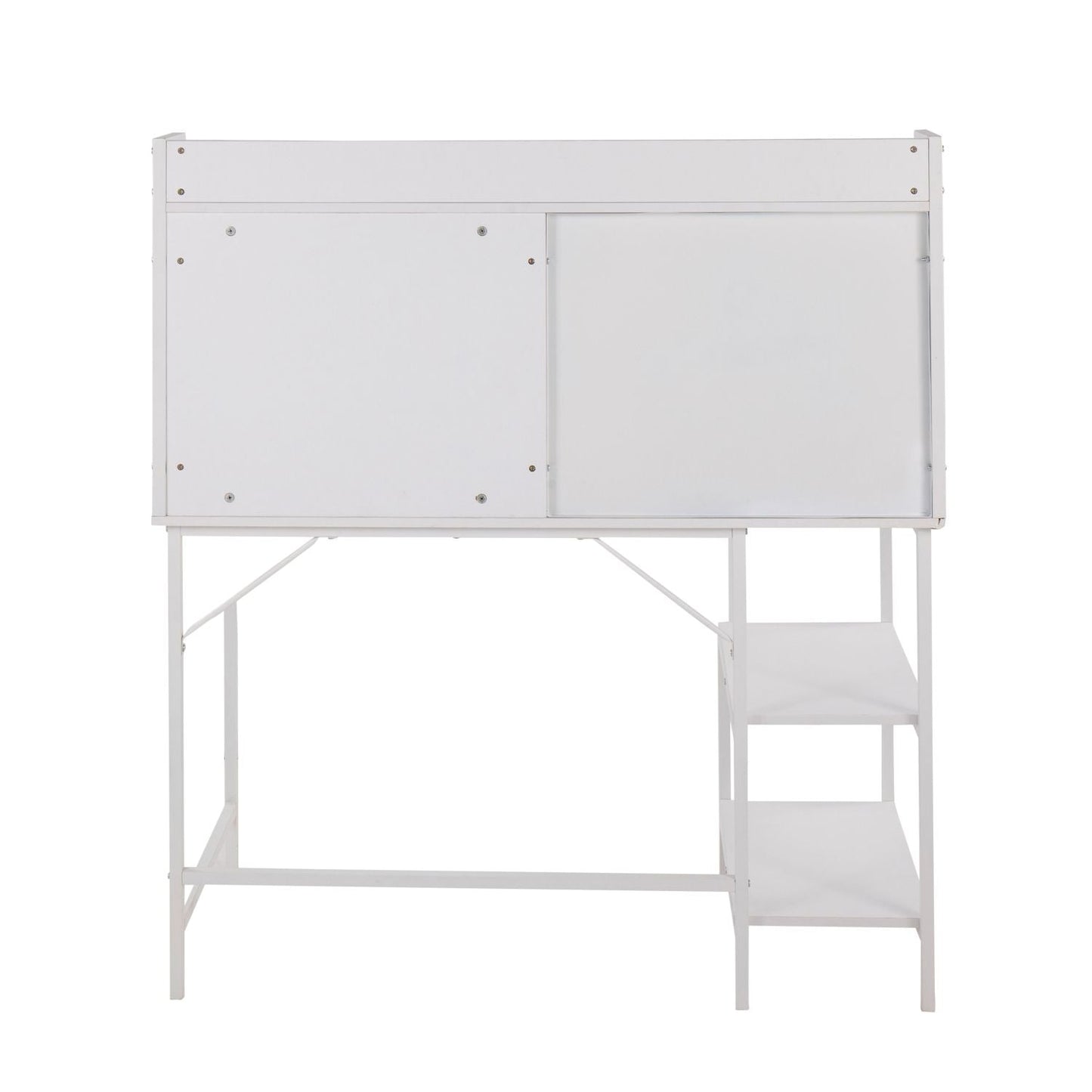 Geo Shelf Contemporary Desk in White Steel and White Wood by