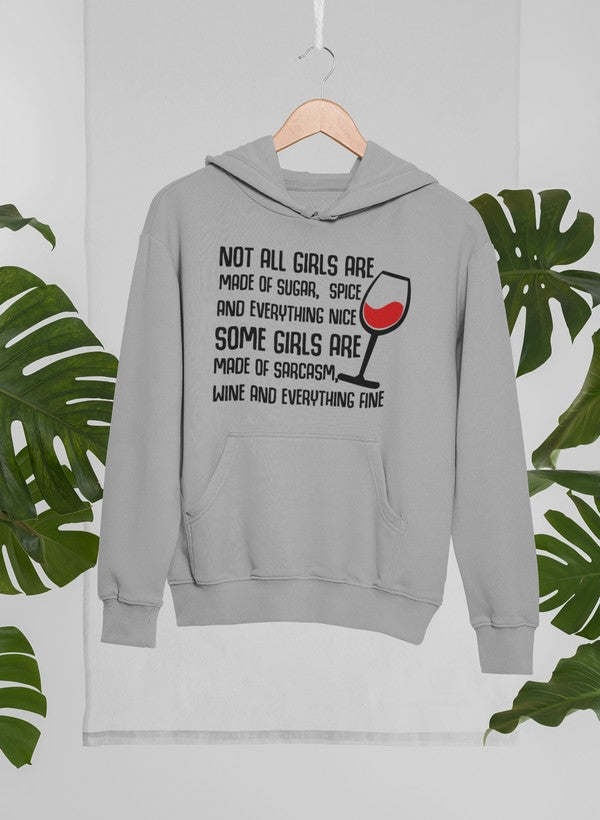 Light gray hoodie featuring front slogan graphic and kangaroo pocket.