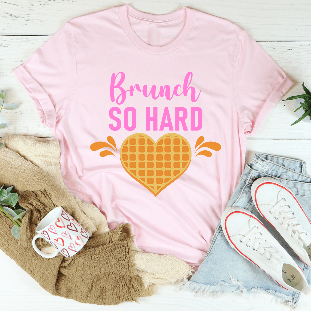 Pink T-shirt with 'Brunch So Hard' heart graphic