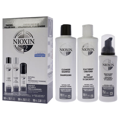 Nioxin System 2 Complete Hair Care Kit for Unisex - Cleanser, Conditioner & Scalp Treatment 3 Piece Set