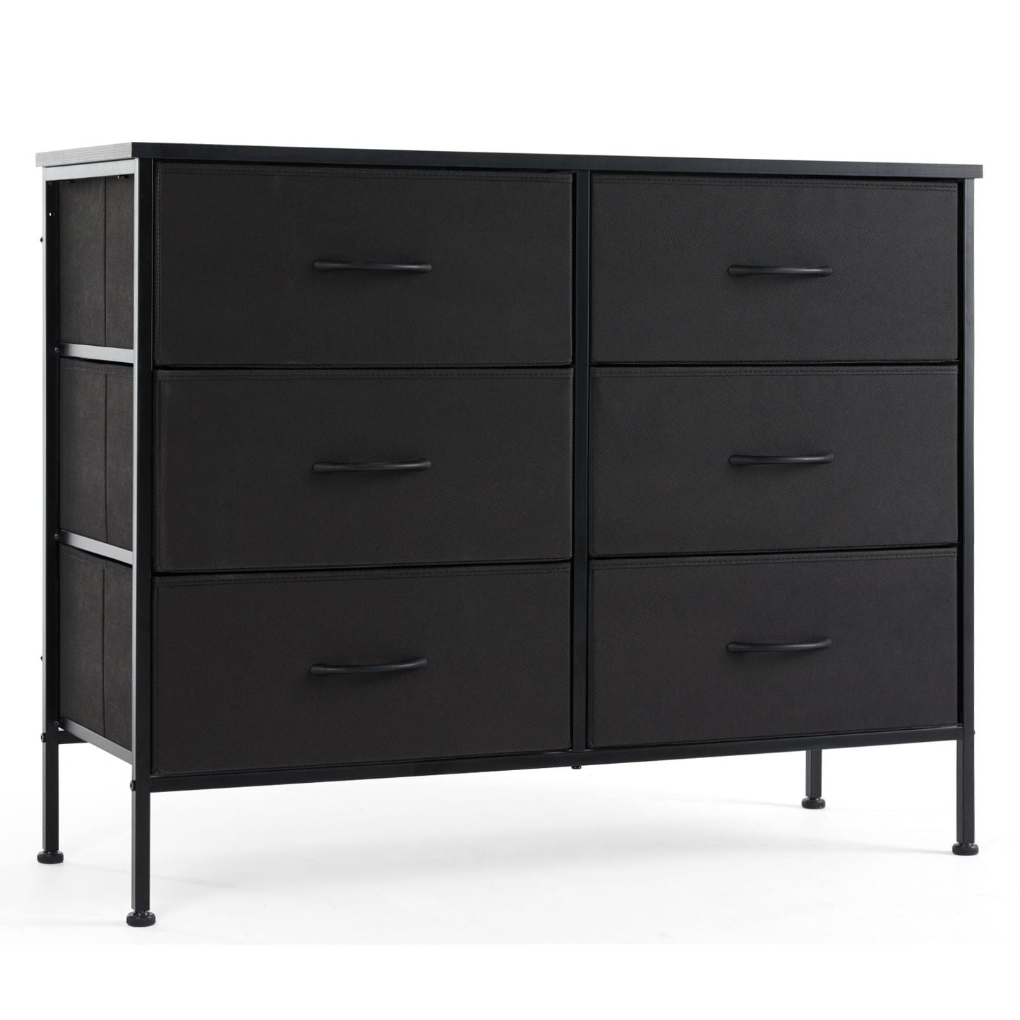 Dresser for Bedroom 6 Drawers Wide Fabric Storage Units Chest of Drawers for Bedroom with Metal Frame and Wooden Top for TV