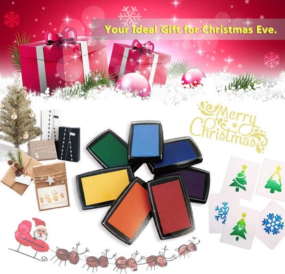 Multi-color ink pad set in black cases for rubber stamps