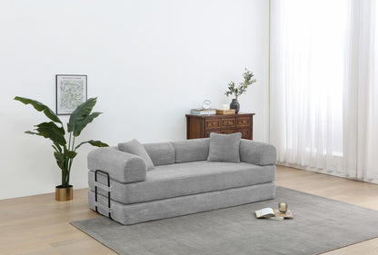 77.9'' Convertible Folding Sofa Bed – 4-in-1 Modular Floor Couch, Corduroy Small Cloud Couch, Compressed Foldable Sleeper Sofa, King Size Futon for Bedroom, Guest Room (Pink)