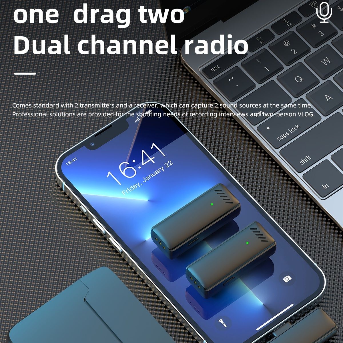 Dual Wireless Lavalier Microphone For IPhone IPad; Wireless Clip On Mic Professional Plug-Play Wireless Lapel Microphones For Recording; Live Stream