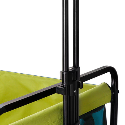 Handle adjustment joint with black frame and lime-green top rail