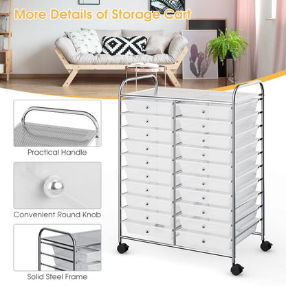 20 Drawers Rolling Storage Cart Studio Organizer