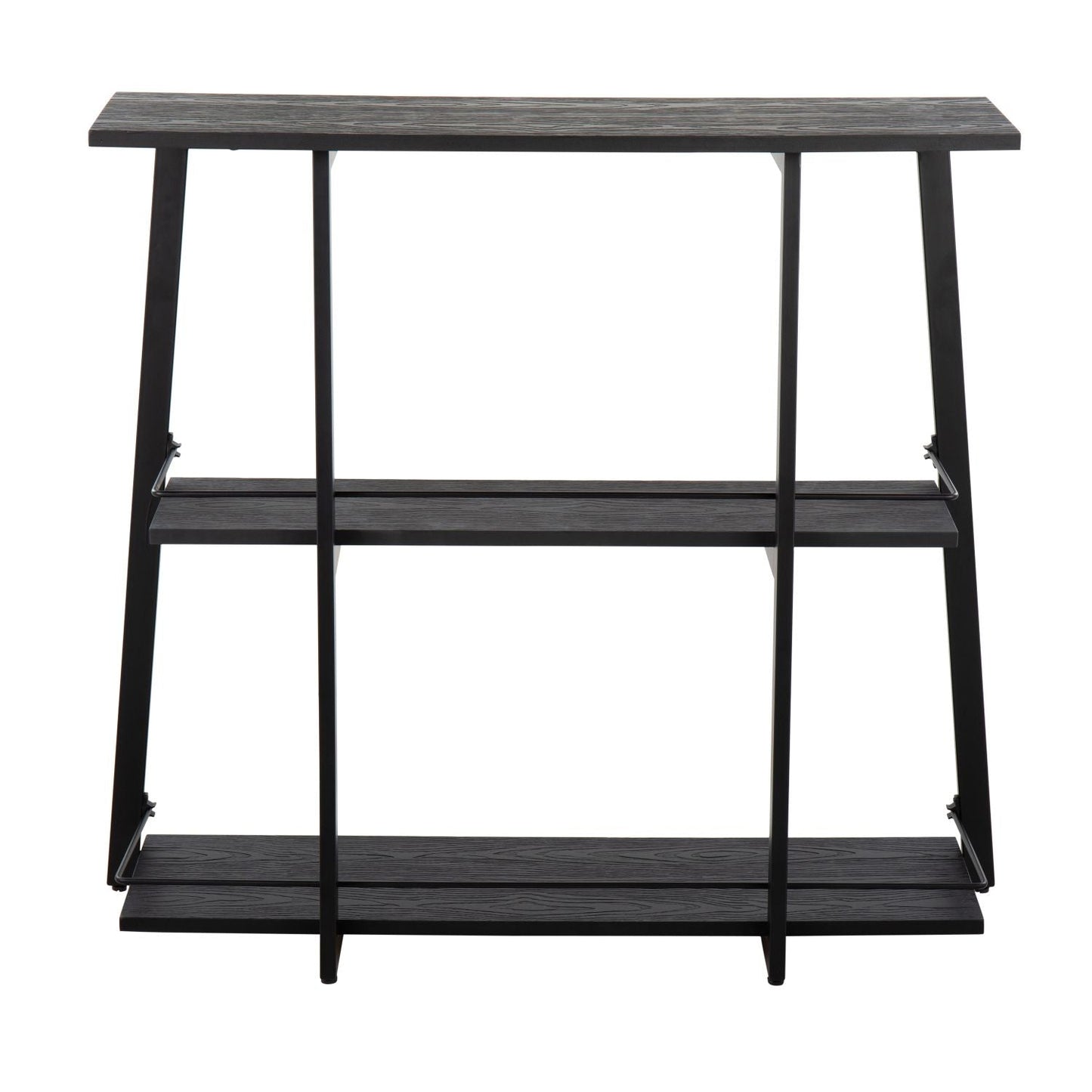 Converge Industrial Bookcase in Black Steel and Black Bamboo by