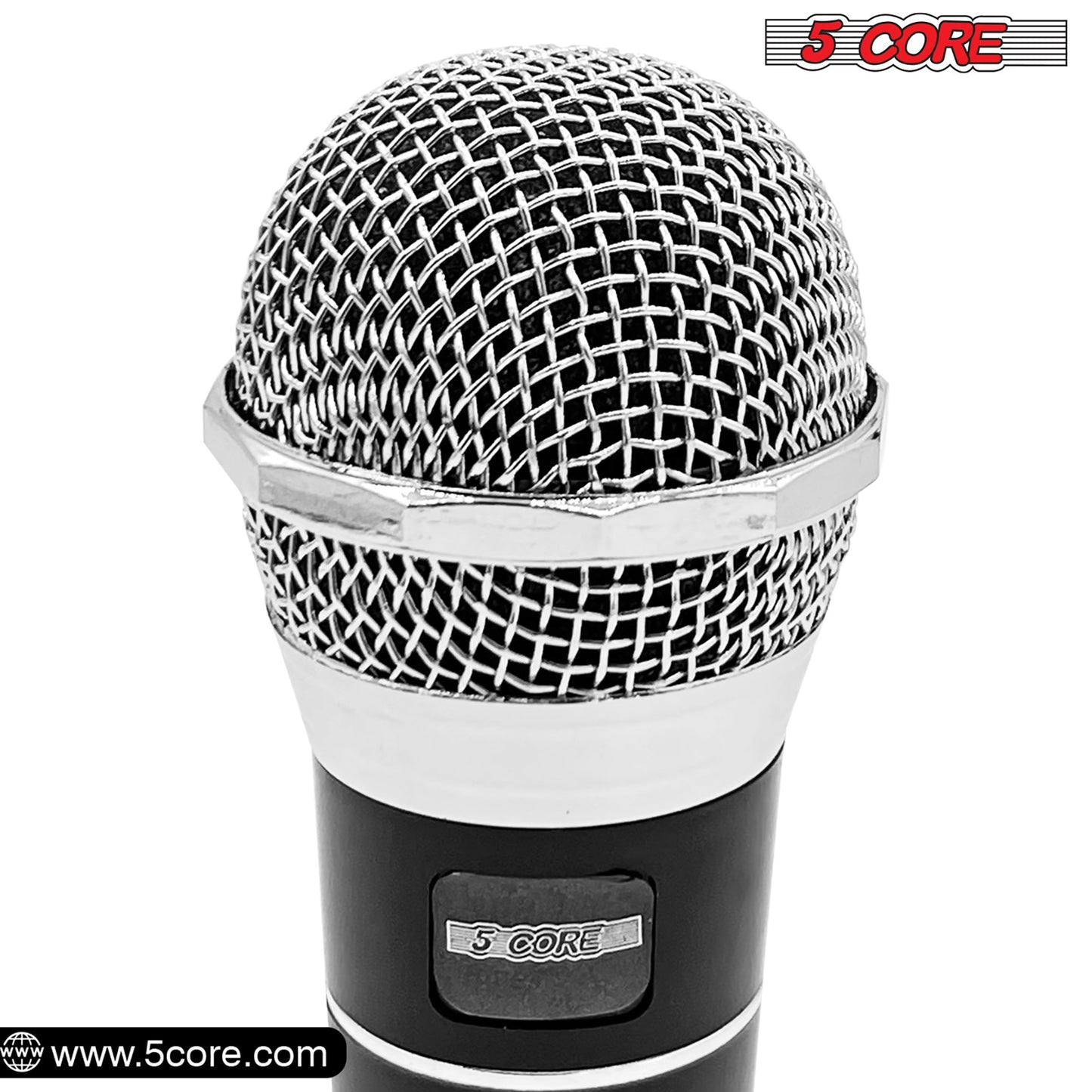 Dynamic handheld microphone grille and base, black body with label