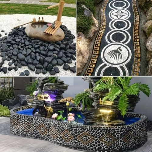 Polished black river rocks, 2-3 in pebbles for plant pots, vases, aquarium, landscaping