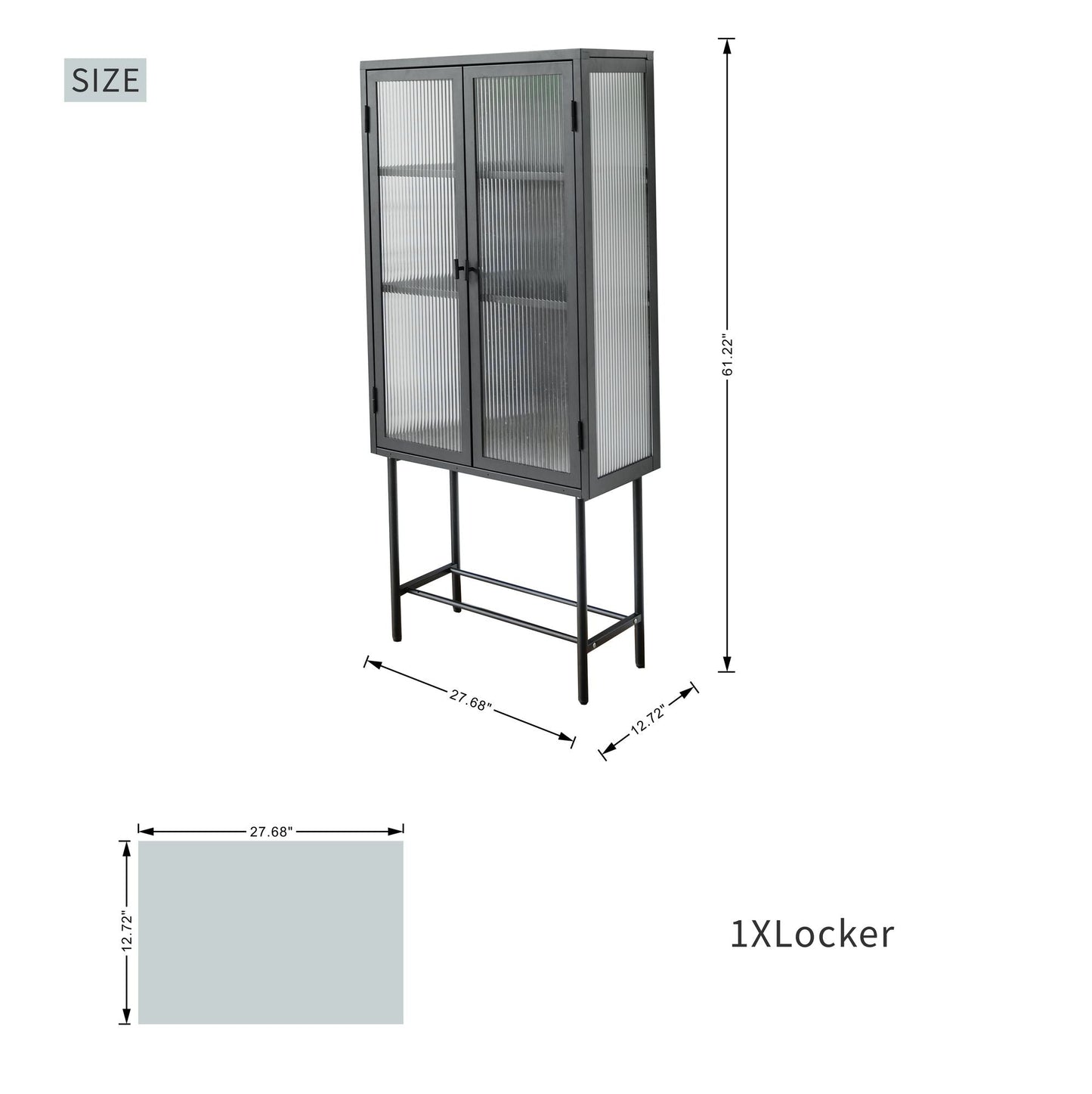 Modern Solid Color Matte Glass Storage Cabinet with Adjustable Shelves