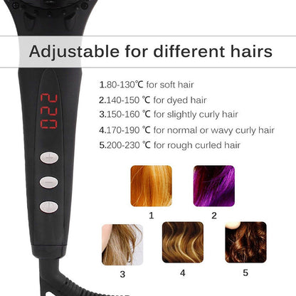 Electric hot comb straightener with temperature display and three control buttons