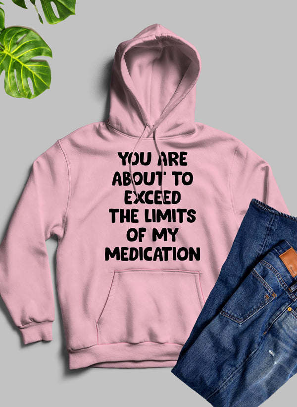 Mauve hoodie with front pouch pocket and bold text graphic, long sleeves.