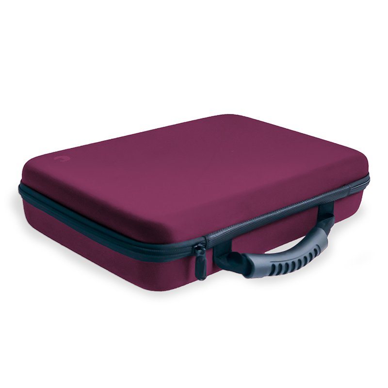 Large battery storage case, raspberry purple with side zipper and carrying strap