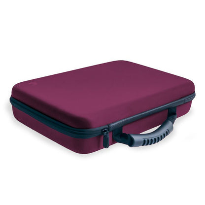 Large battery storage case, raspberry purple with side zipper and carrying strap
