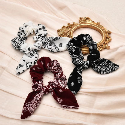 Hair Bow Scrunchy Hair Ties for Girls Ponytail Holders for Women Bunny Ear Scrunchies 3Pcs