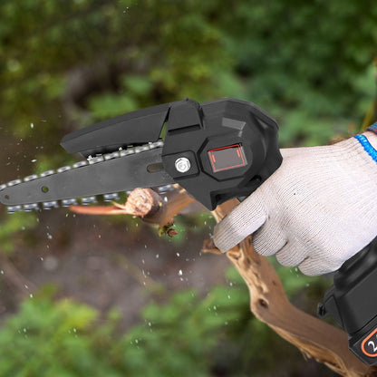 2-in-1 Cordless Pole Saw & Mini Chainsaw Electric Mini Chainsaw Length Adjustable Cordless Chain Saw with 2Pcs 1500mAh Batteries 4in/6in Chains for Tree Trimming
