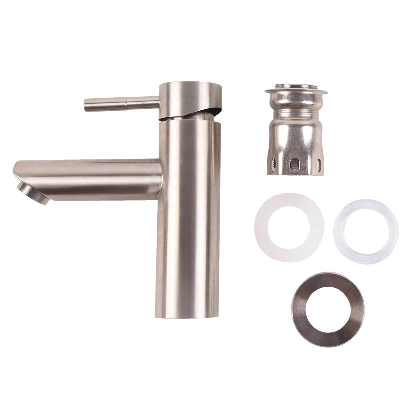 Stainless steel kitchen faucet parts kit with mounting rings and spray connector